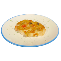 Филе запеченное с баклажаном и помидором