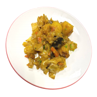 Картофель тушеный с капустой и грибами