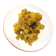 Картофель тушеный с капустой и грибами